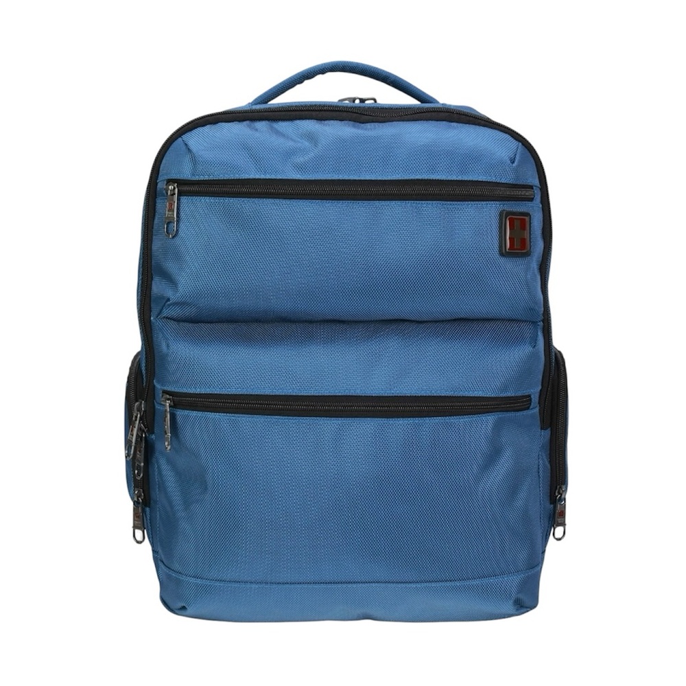 Swiss Tech Unisex Travel Backpack with Luggage Passthrough Sleeve, Blue